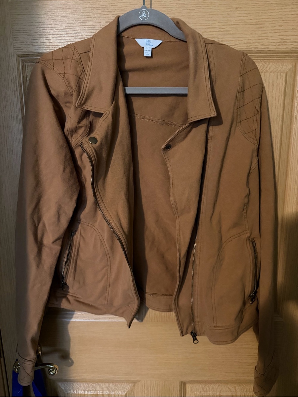 Time and Tru Soft Moto Jacket - Tan Brown